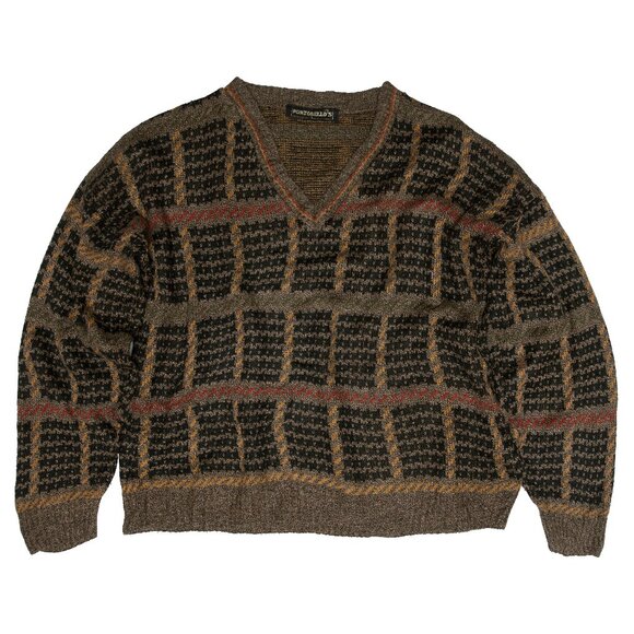 PORTOBELLO'S (Greece) Vintage Mid-Century Jacquard Stranded Virgin Wool Pullover